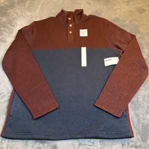 Sonoma Supersoft Sweater Fleece Colorblock Mock Neck Pullover Mens Large NWT